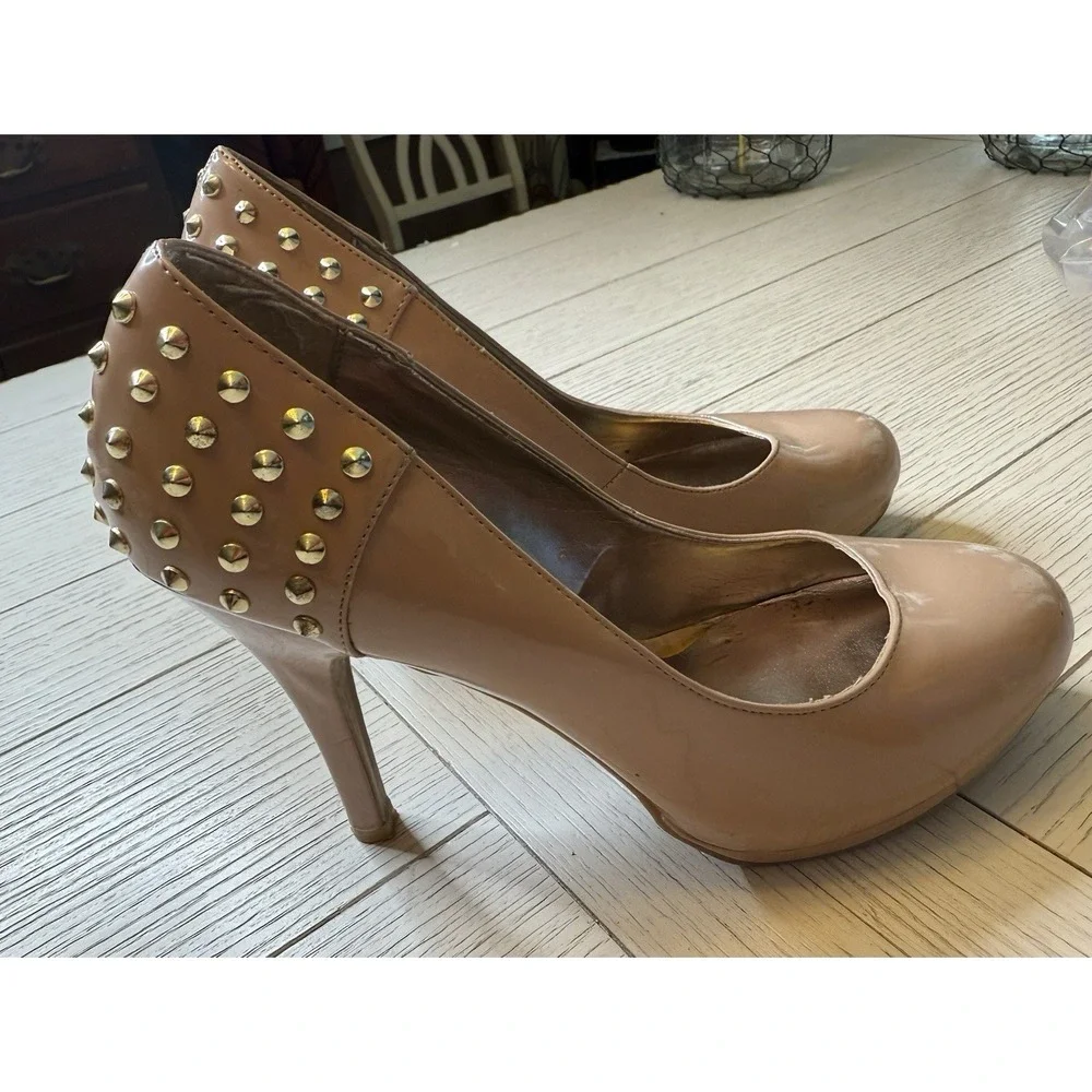 Steve Madden P-Eden‎ Women's Nude Beige Gold Studded 4